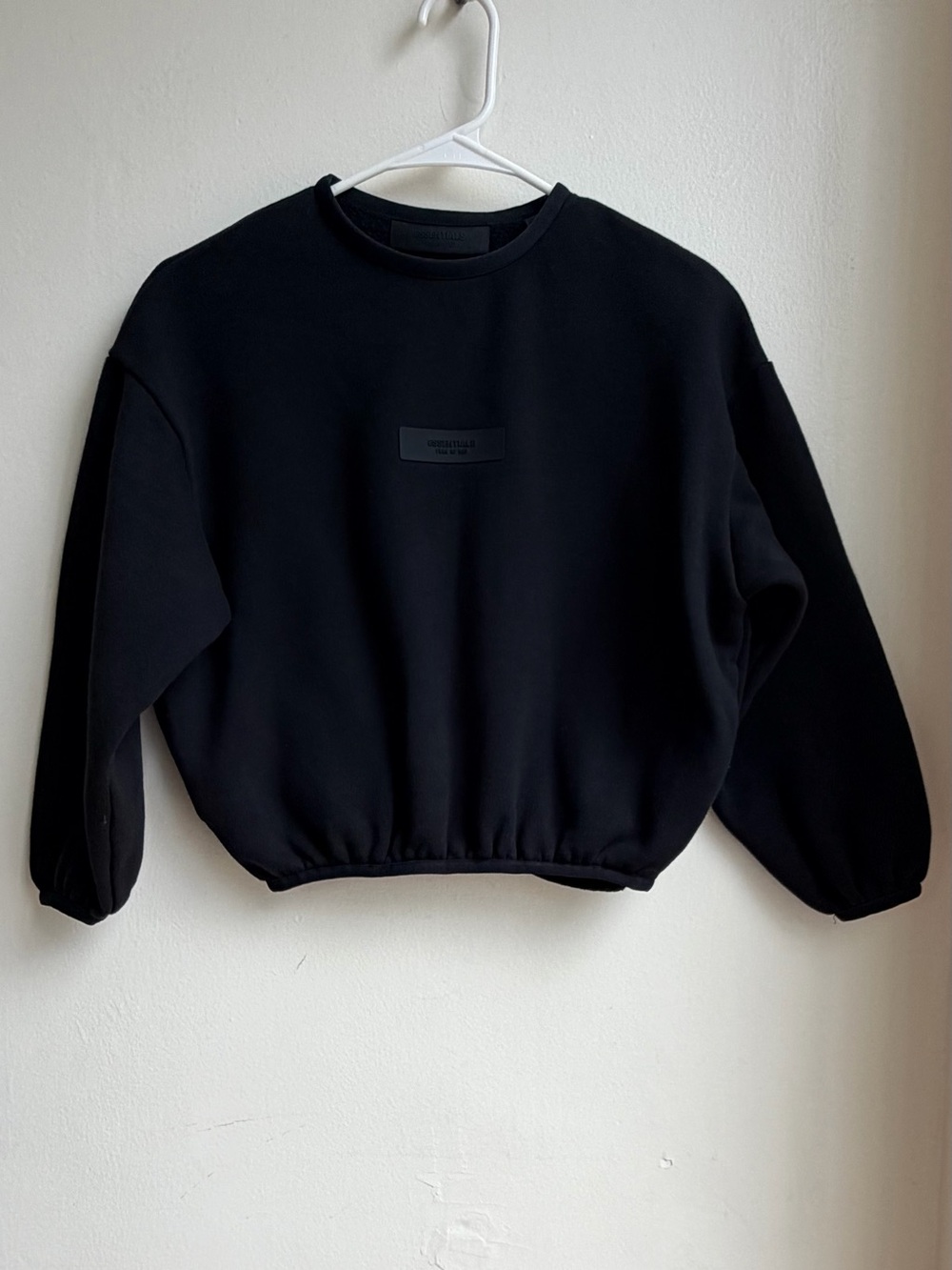 Fear of God Essentials Kids Girls Black Elastic Hem Crewneck Sweatshirt Size 6/7